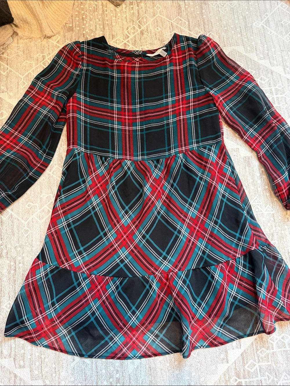 Girls Black Plaid Tiered Dress Holiday dress